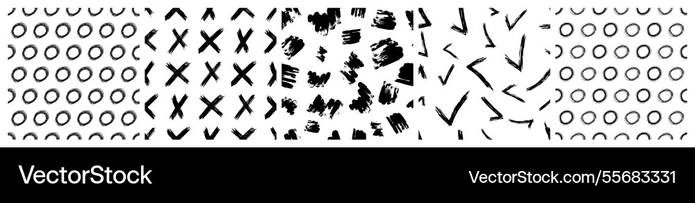 Set of seamless patterns with scribble smears Set of seamless patterns with scribble smears vector image