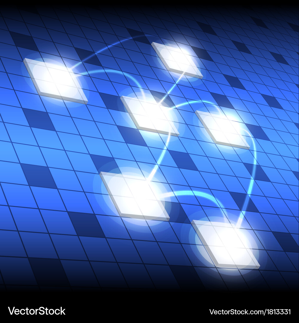 Square button and network vector image