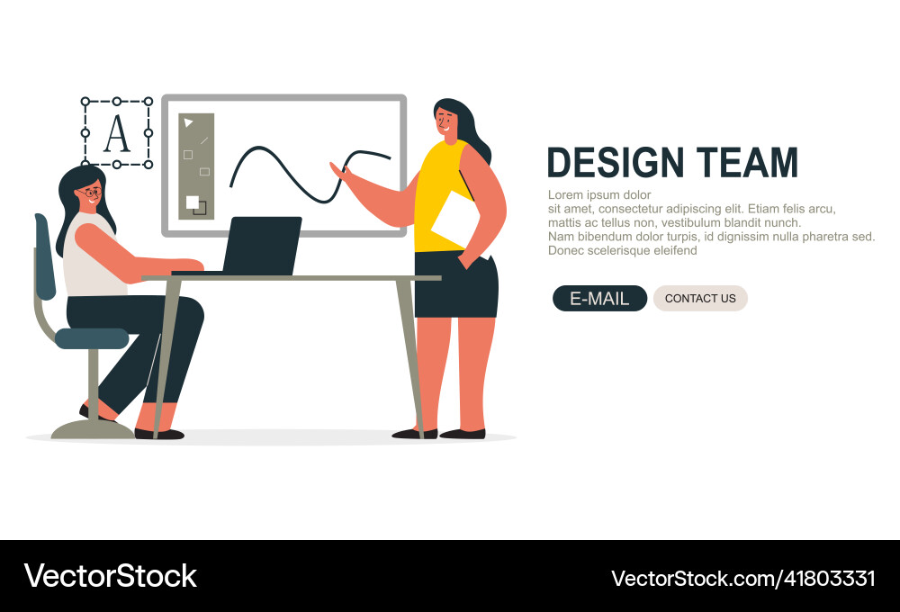 Web design studio or team working Web design studio or team working Vector Image