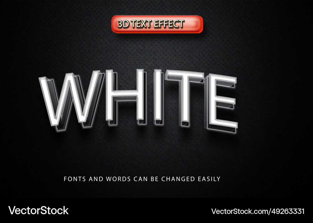 White 3d editable text effect style vector image