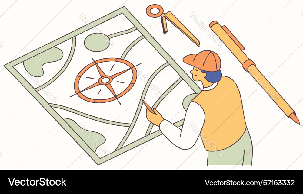 Architect designing layout with compass and ruler vector image