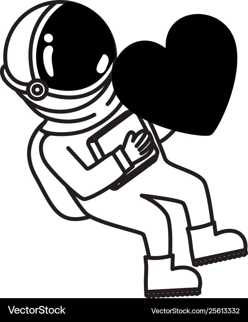 Astronaut with spacesuit and heart in white vector image