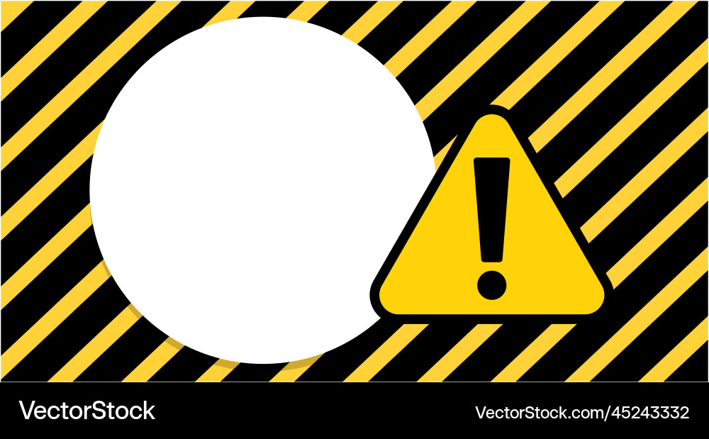 Black and yellow striped background with caution Vector Image