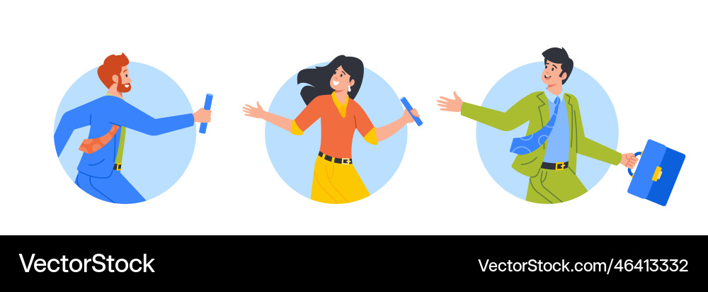 Business characters running in relay race passing Vector Image