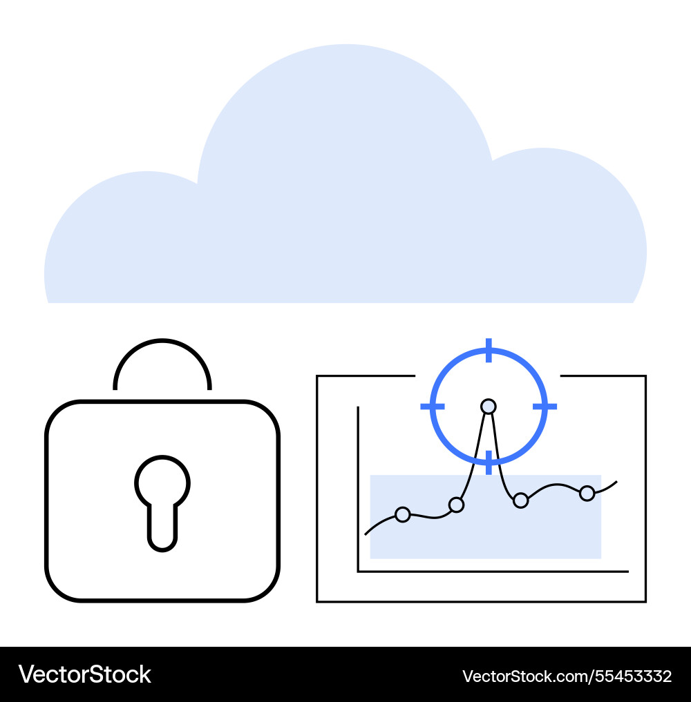 Cloud data security with lock and analytics chart Vector Image