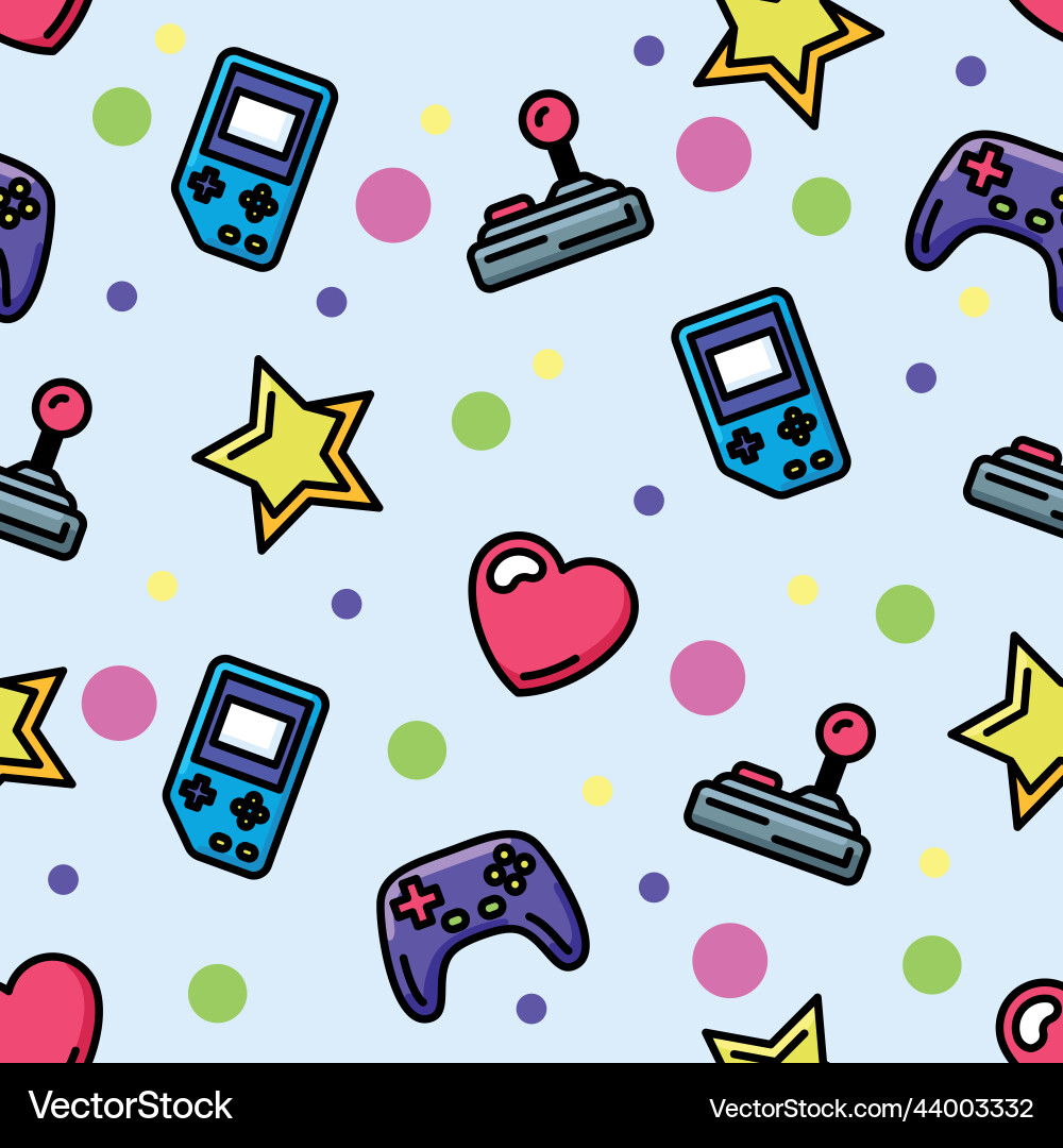 Colored seamless pattern background with joysticks Vector Image