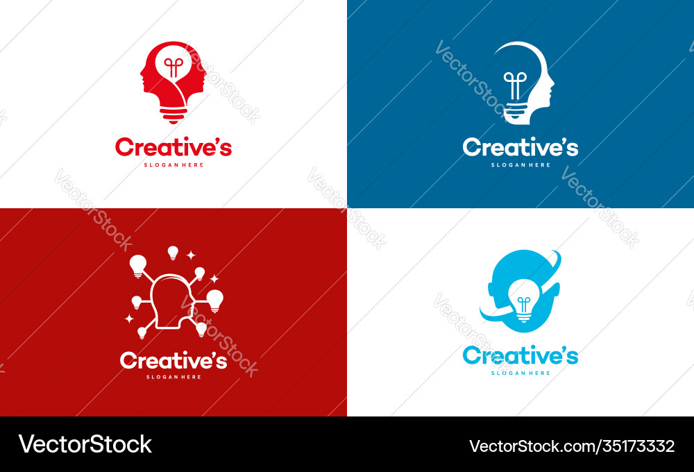 Creative people logo with light bulb concept Creative people logo with light bulb concept vector image