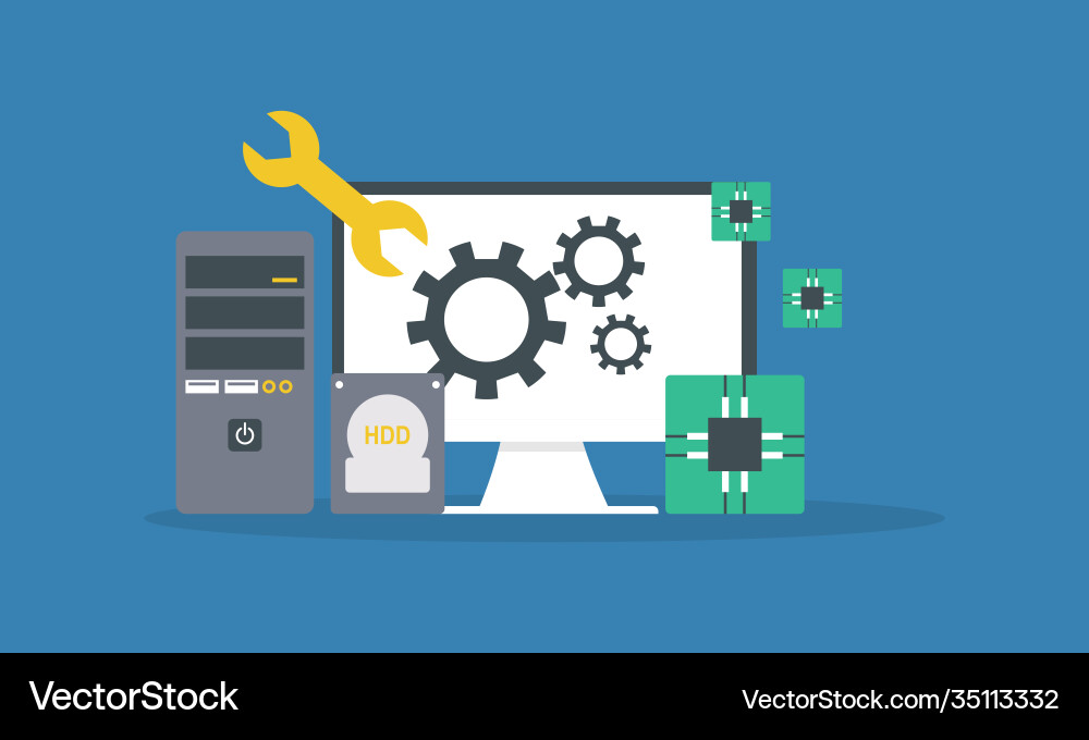 Flat computer engineering Vector Image