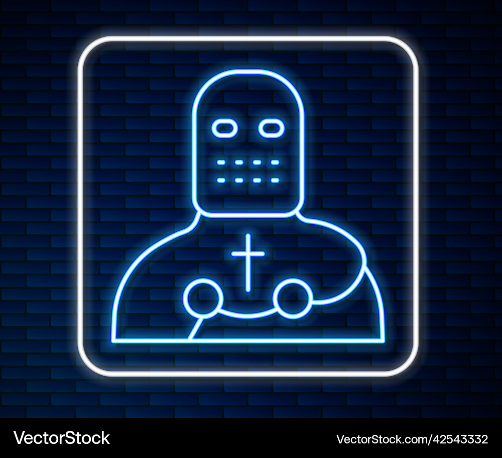 Glowing neon line knight crusader icon isolated Vector Image