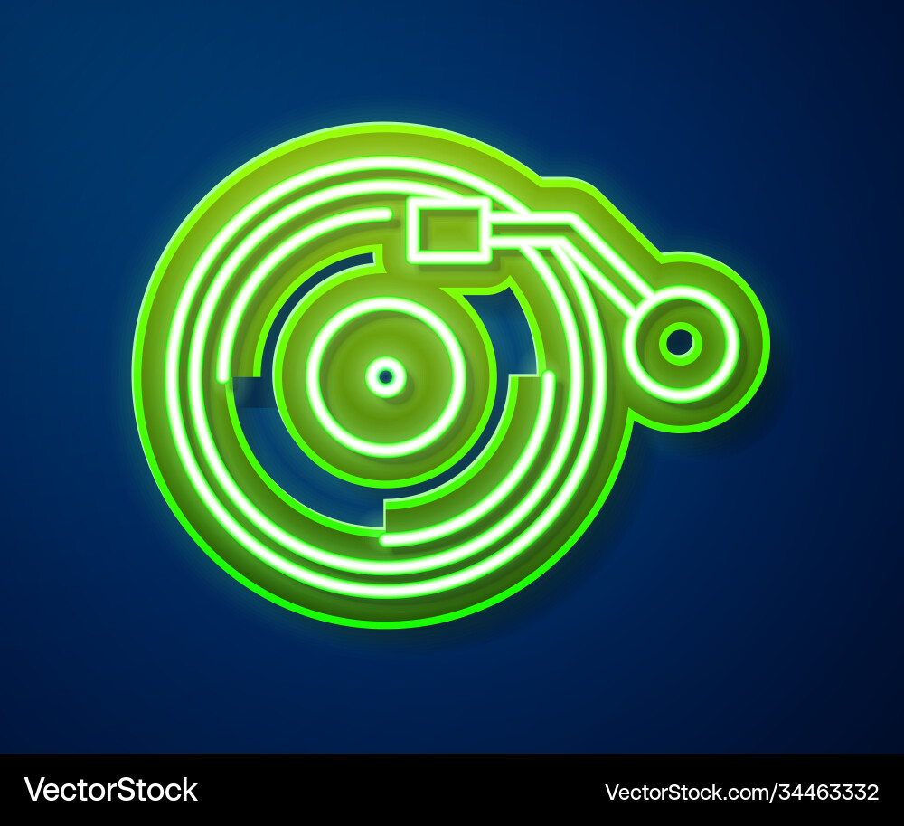 Glowing neon line vinyl player with a disk Glowing neon line vinyl player with a disk vector image