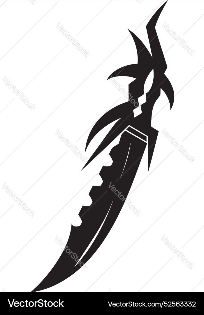 Ink incognito contemporary black combat knife Vector Image