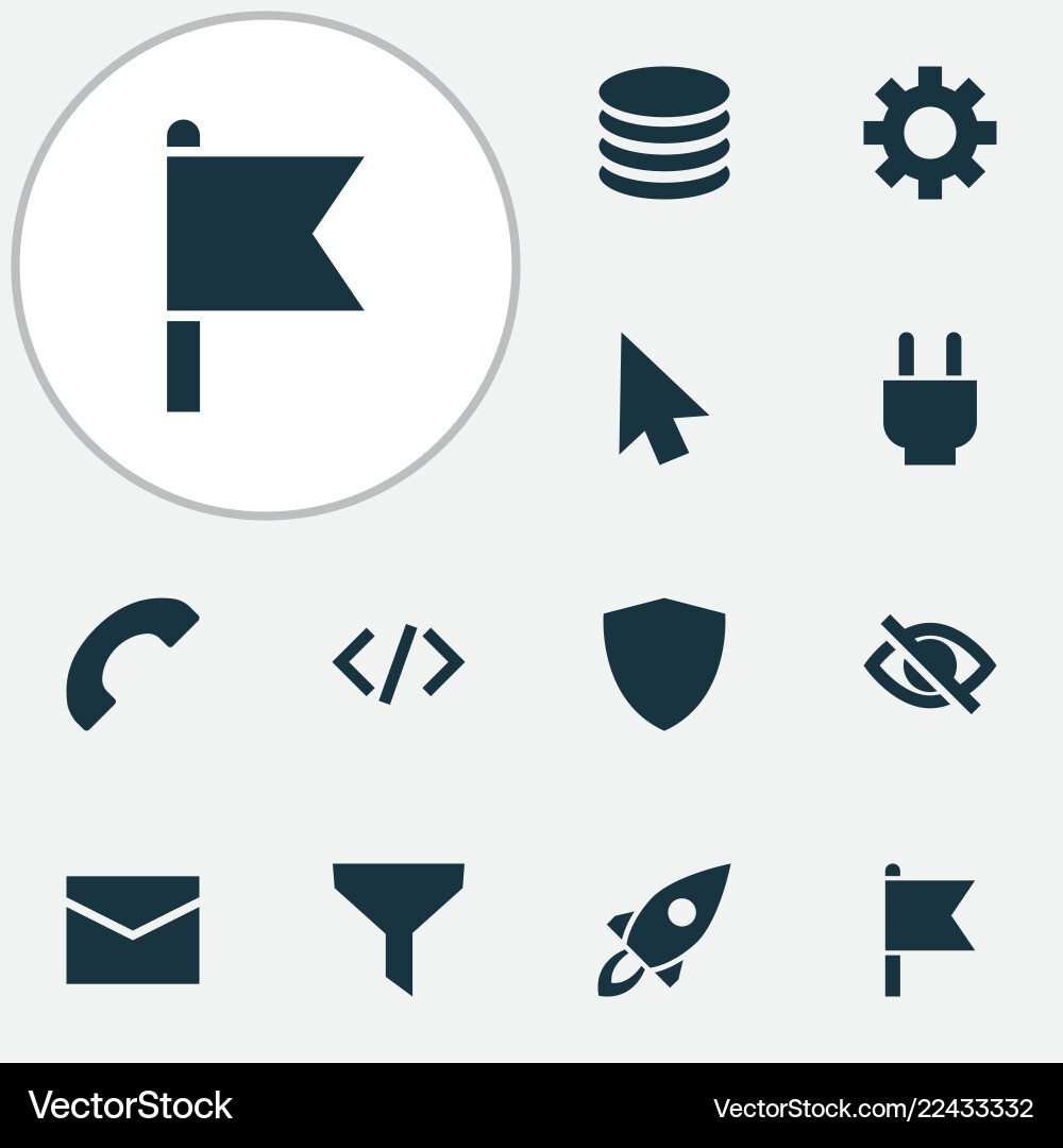 Interface icons set with database goal call Interface icons set with database goal call vector image
