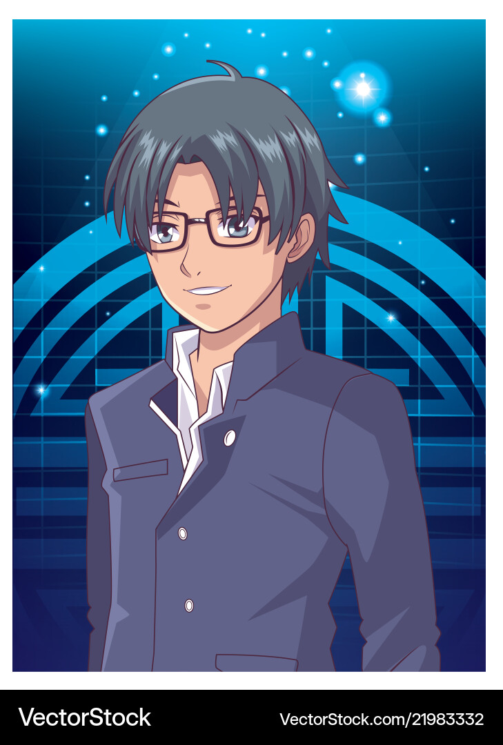 Junge Mann anime Cartoon Junge Mann anime Cartoon vektorbild