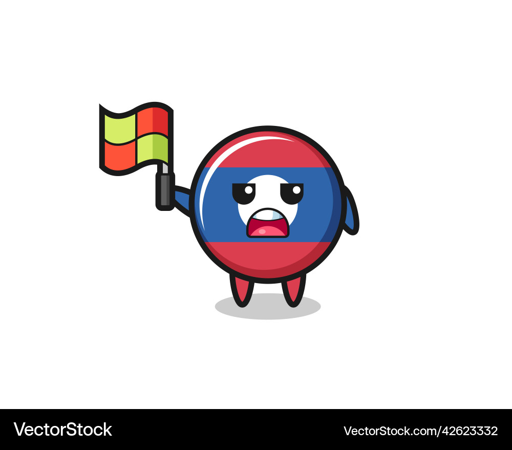 Laos flag character as line judge putting vector image