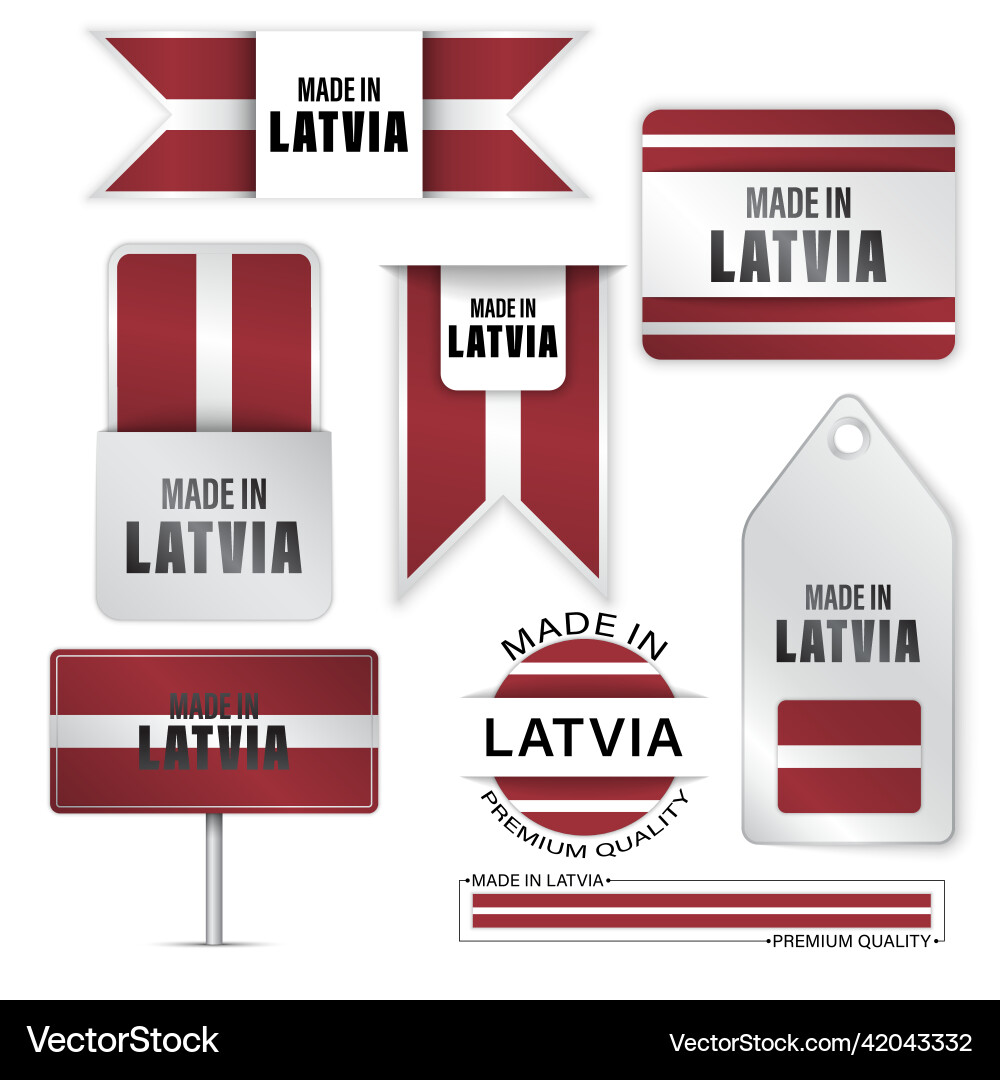 Made in latvia graphics and labels set Vector Image