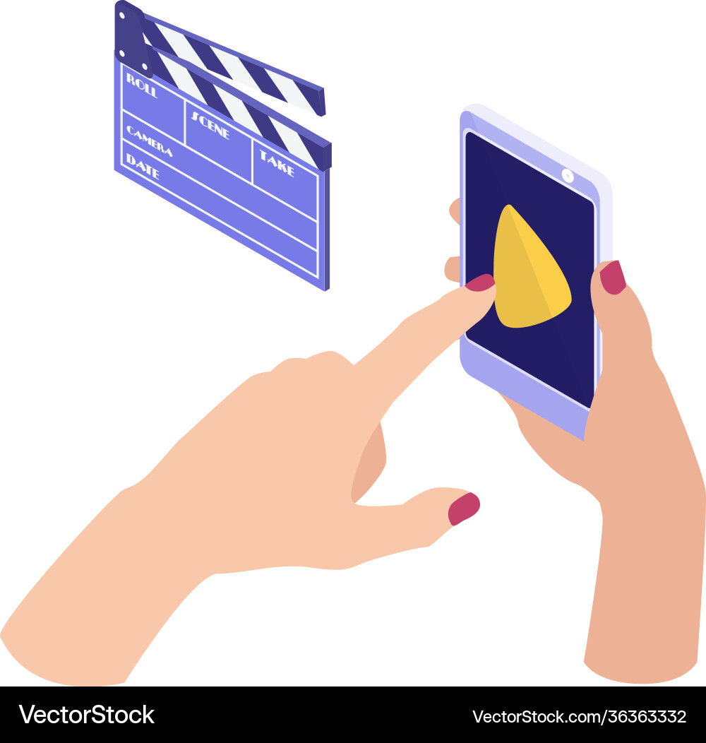 Online cinema smartphone composition Online cinema smartphone composition Vector Image