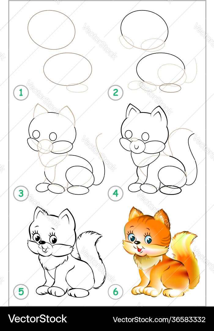 Page shows how to learn step draw Page shows how to learn step draw Vector Image