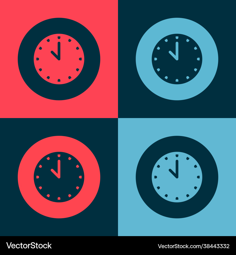 Pop art clock icon isolated on color background Vector Image
