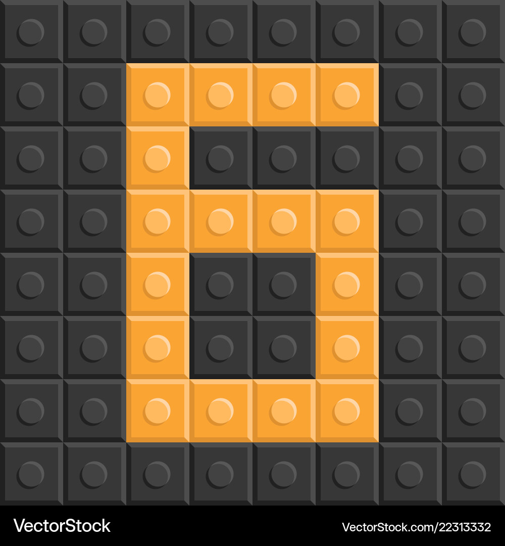 Puzzle building blocks number six flat design vector image