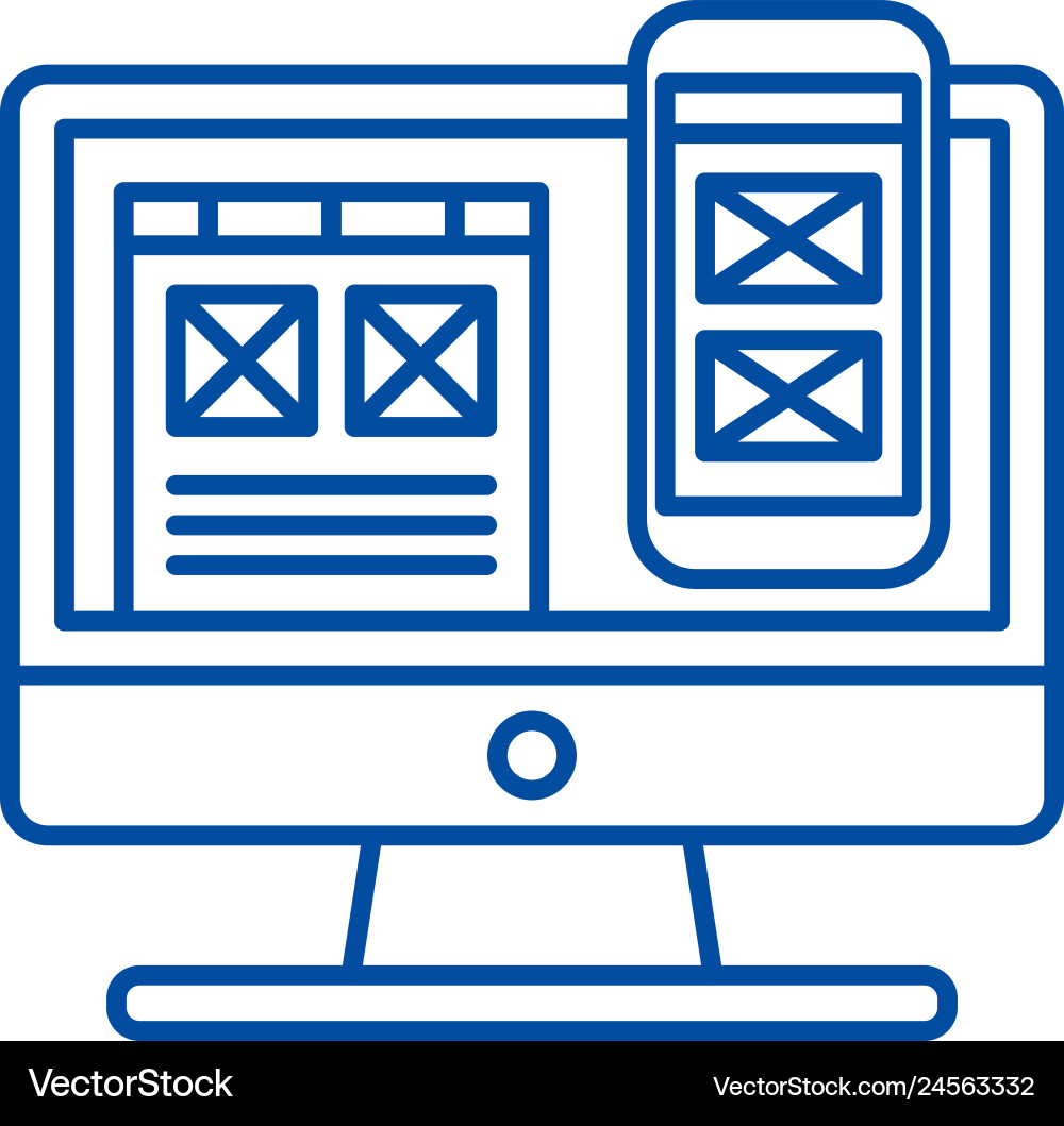Responsive app design line icon concept Responsive app design line icon concept vector image