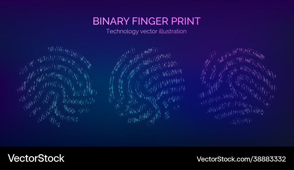 Set binary code fingerprint digital key Set binary code fingerprint digital key vector image