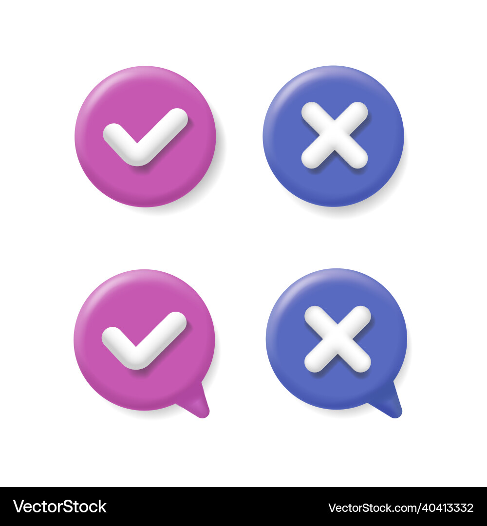 Speech bubbles with marks ok and remove buttons Speech bubbles with marks ok and remove buttons vector image