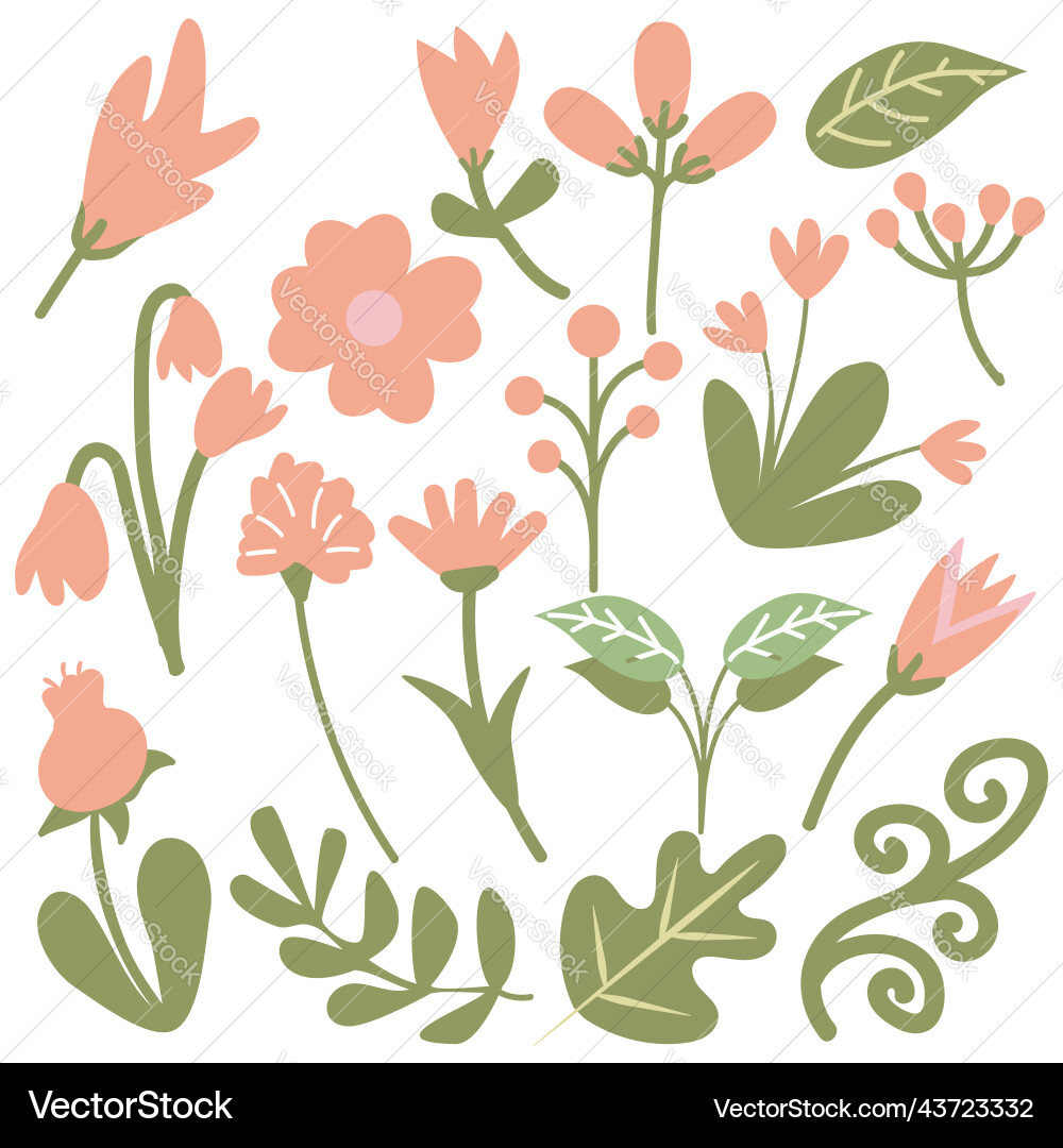 Spring flower elements design set Spring flower elements design set vector image