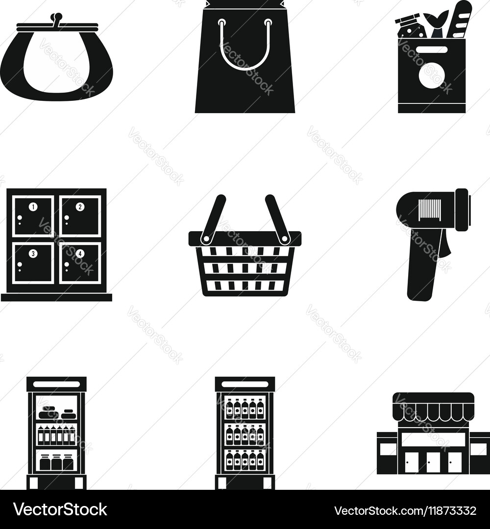 Store icons set simple style vector image