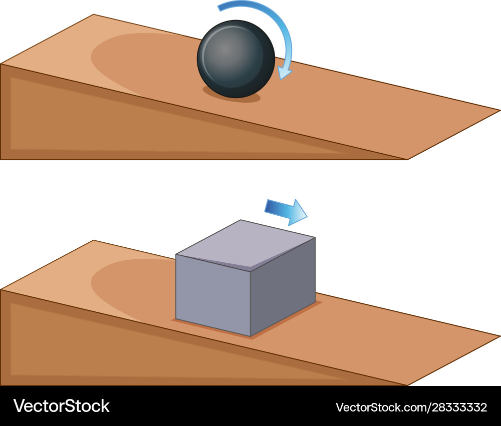 Two objects rolling on slope Two objects rolling on slope vector image