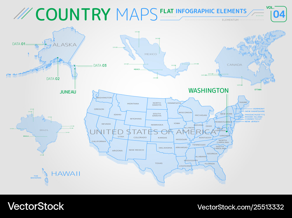 United states america alaska hawaii mexico United states america alaska hawaii mexico vector image
