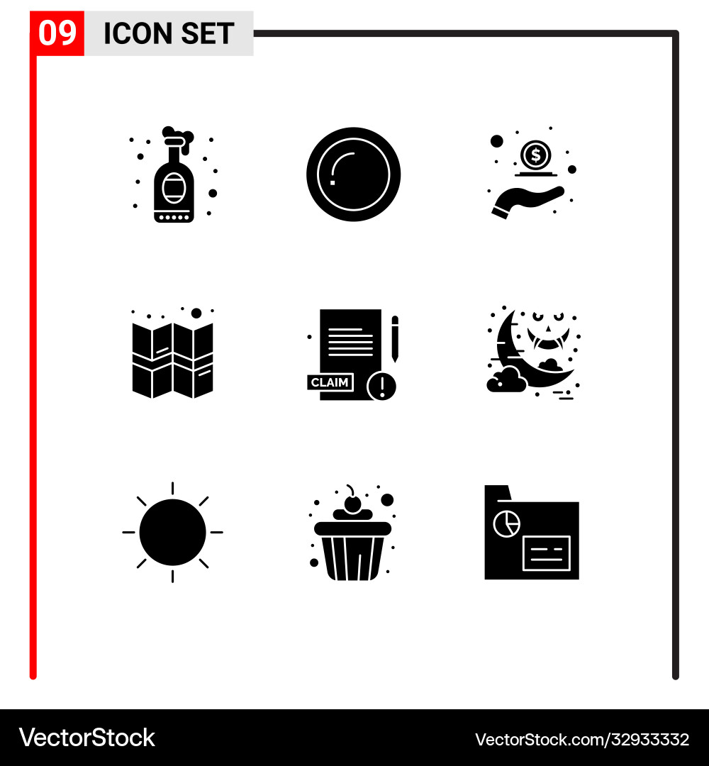 User interface pack 9 basic solid glyphs Vector Image