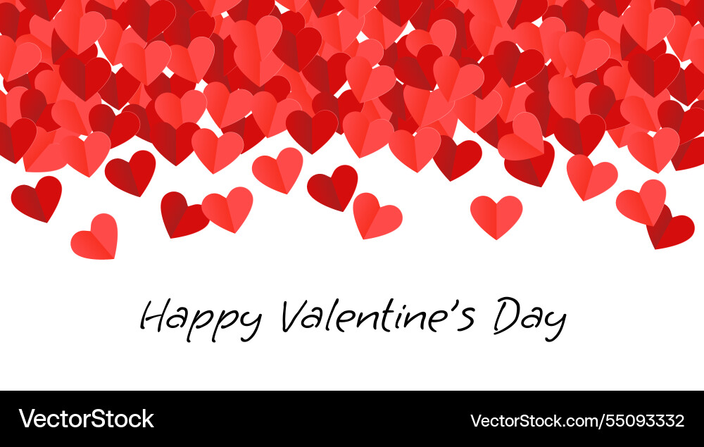 Valentines day card with paper cut red hearts Valentines day card with paper cut red hearts vector image
