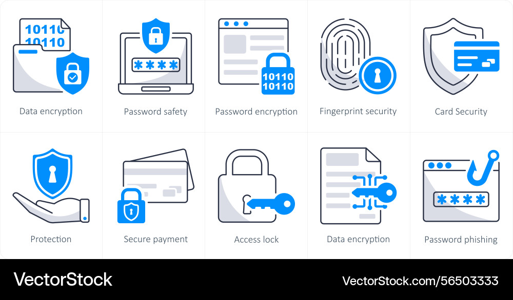 A set of 10 security icons as data encryption vector image