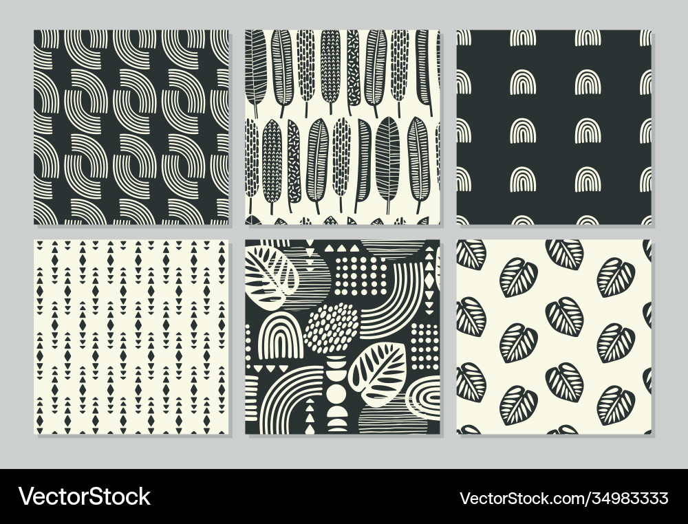 Artistic seamless patterns with abstract leaves Artistic seamless patterns with abstract leaves vector image