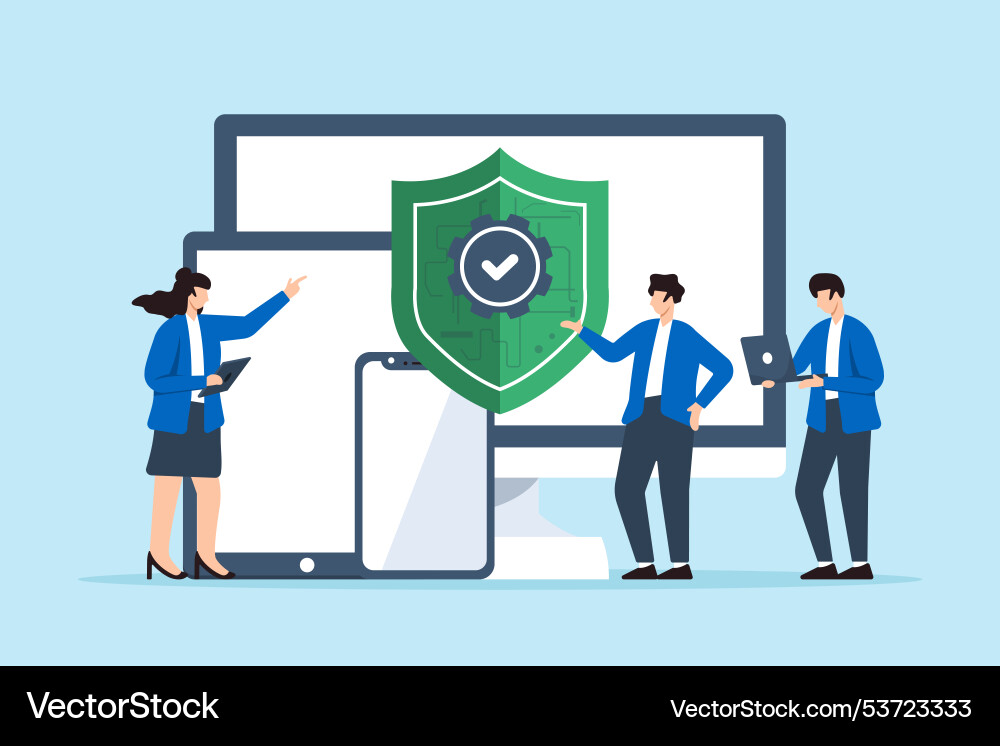 Flat of group it professionals installing Vector Image