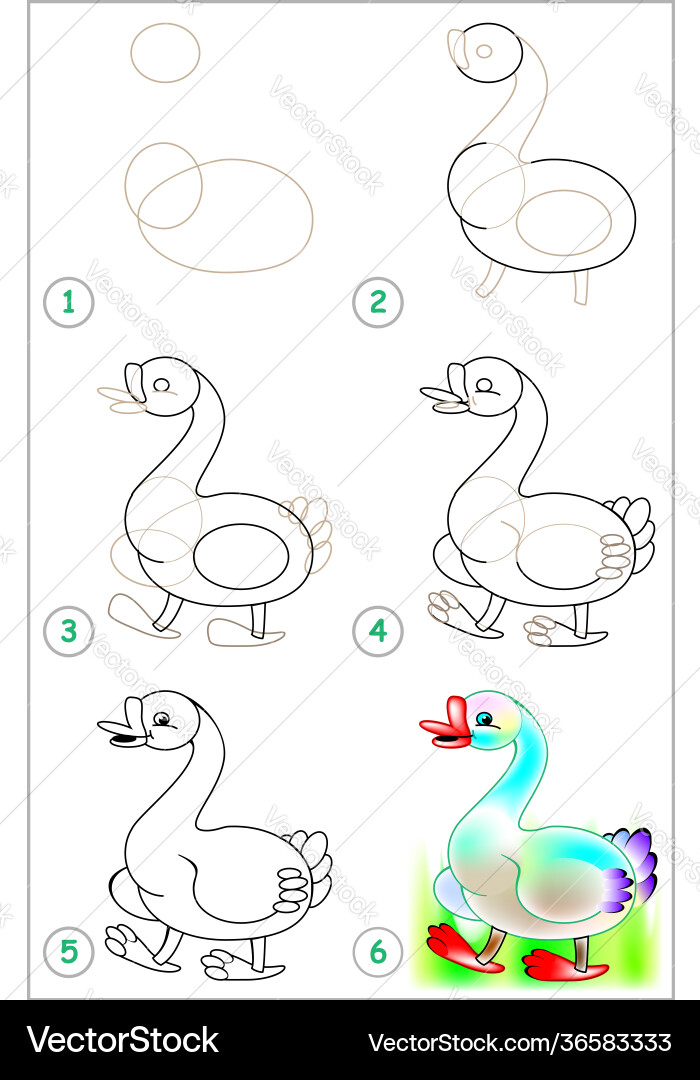 Page shows how to learn step draw Page shows how to learn step draw vector image