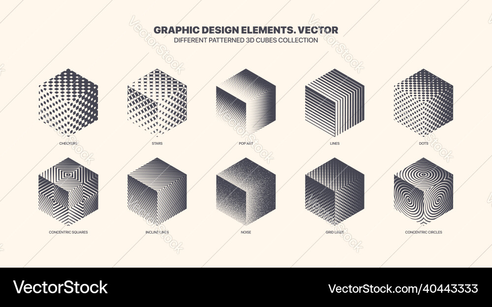 Verschiedene gemusterte 3d Kubik-Set isoliert Verschiedene gemusterte 3d Kubik-Set isoliert vektorbild