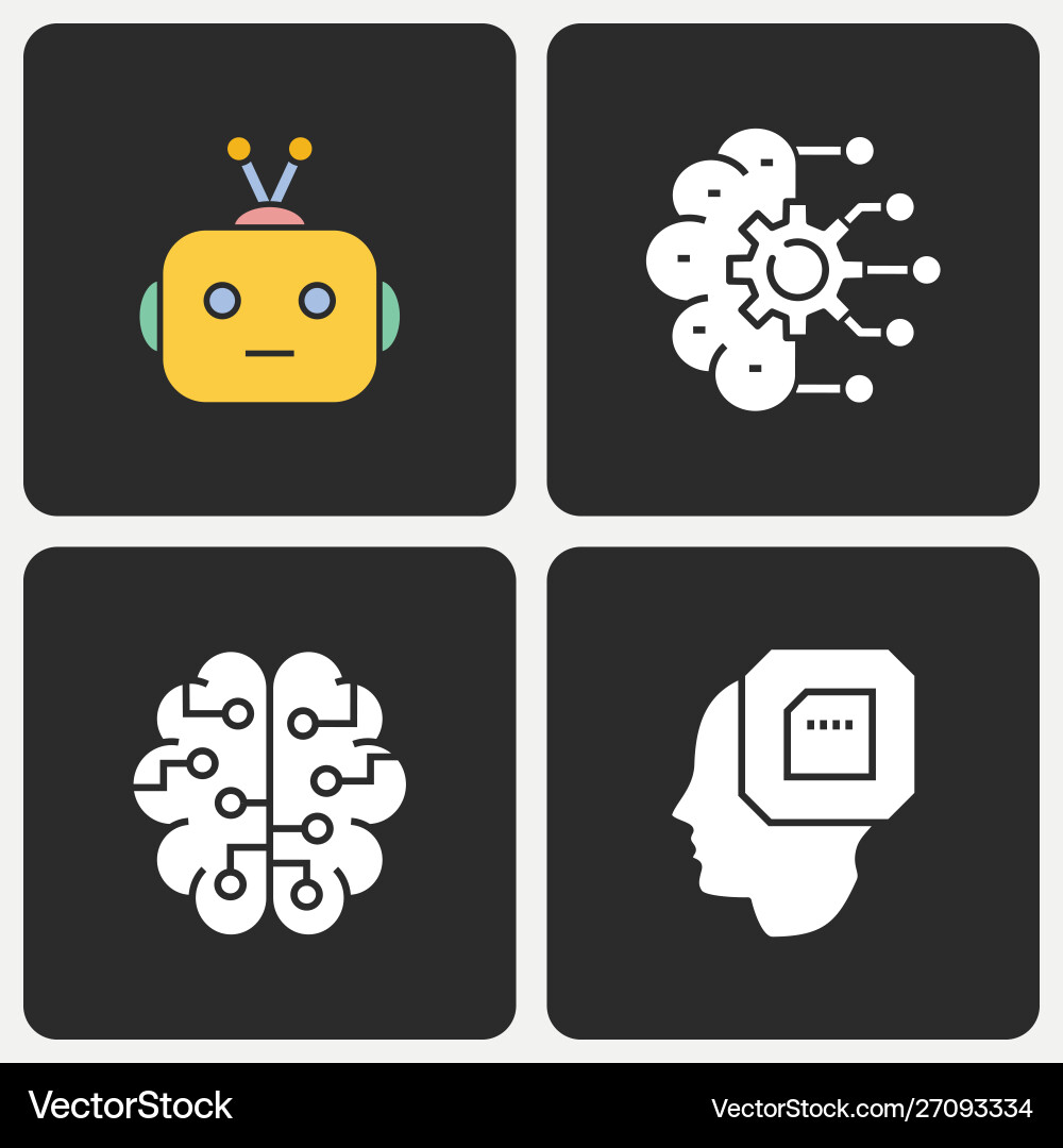 Artificial intelligence icons set Artificial intelligence icons set vector image