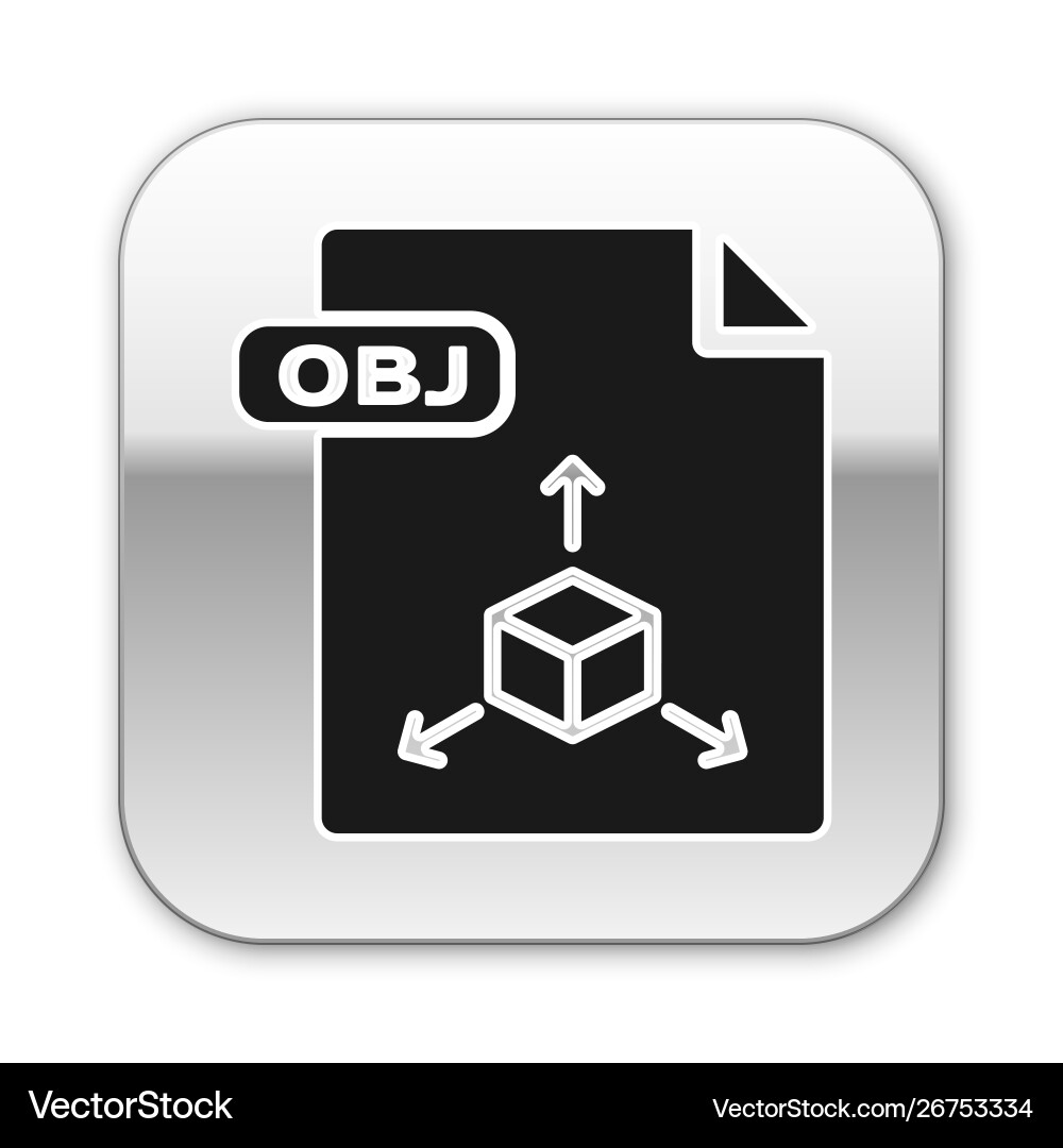 Black obj file document download button icon Black obj file document download button icon vector image