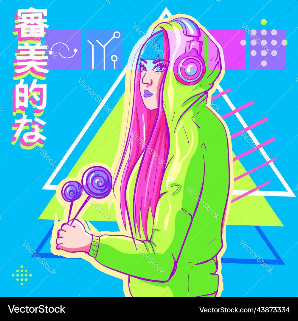 Conceptual art of a girl in green hoodie Conceptual art of a girl in green hoodie vector image