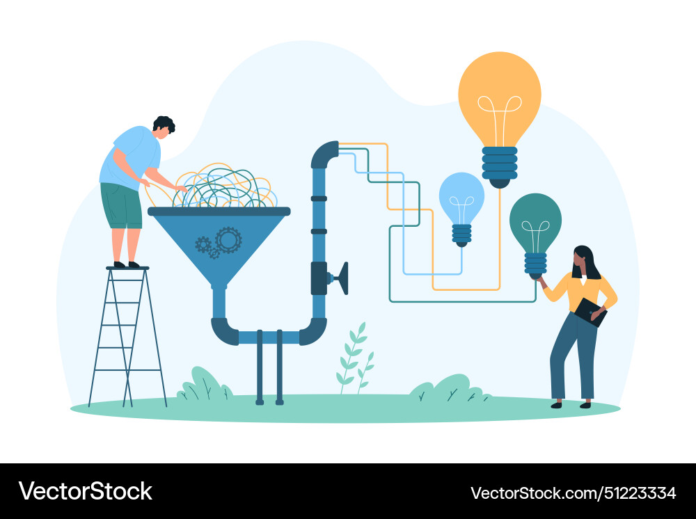 Data Funnel & Idea Generation Vector Image