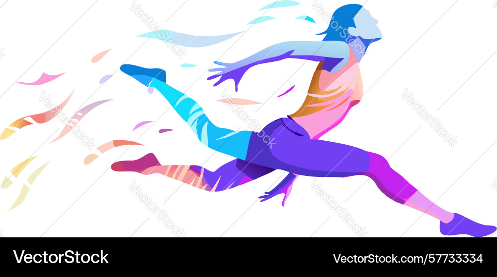 Dynamic swimmer splashing colorful water design Vector Image