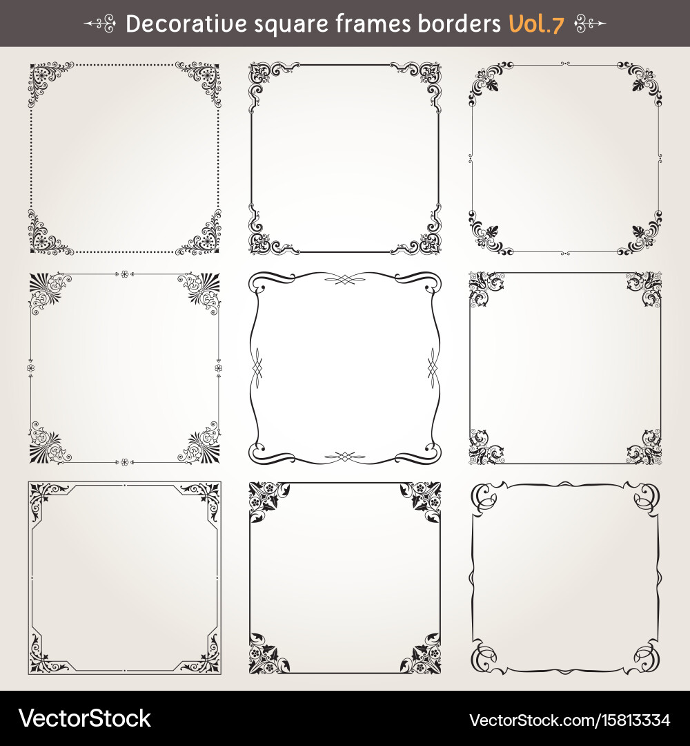 Elegant Square Frames & Borders Set vector image