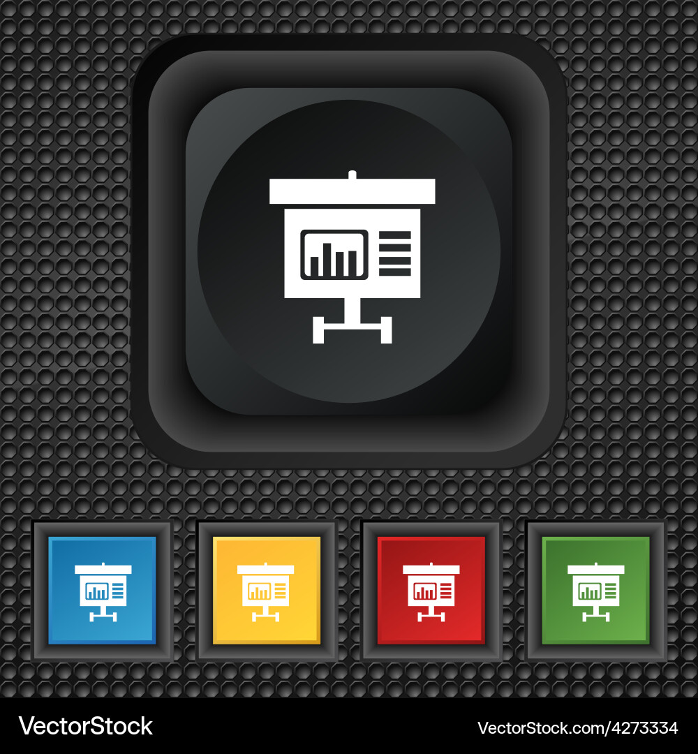 Graph icon sign symbol squared colourful buttons Vector Image