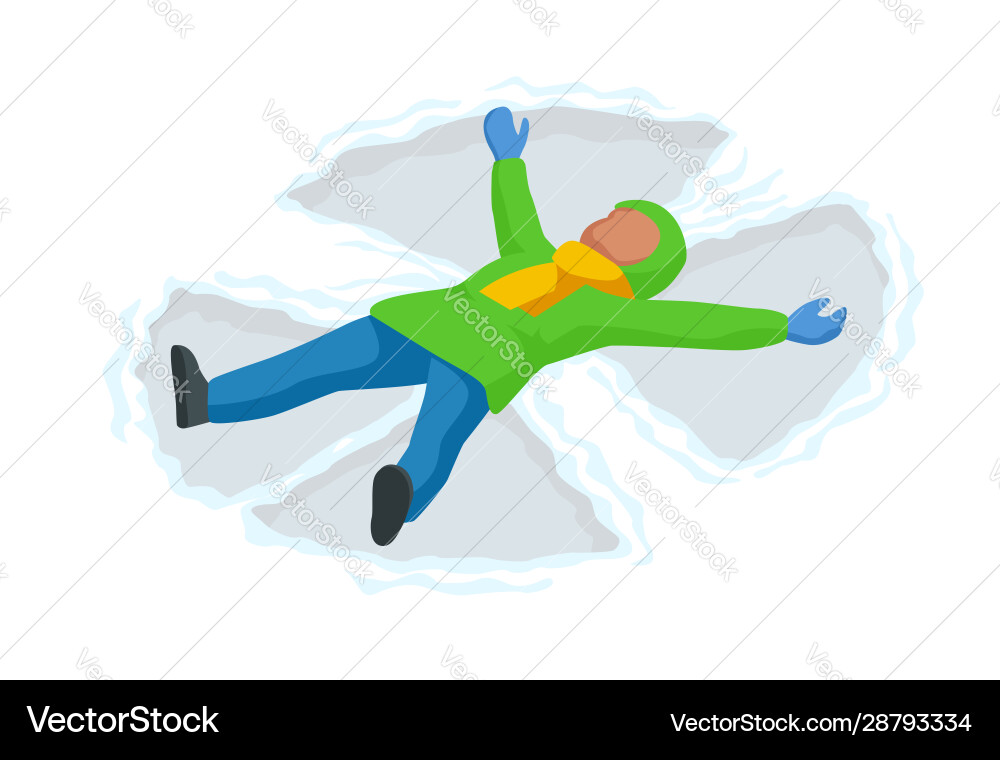 Isometric snow angel made a kid vector image