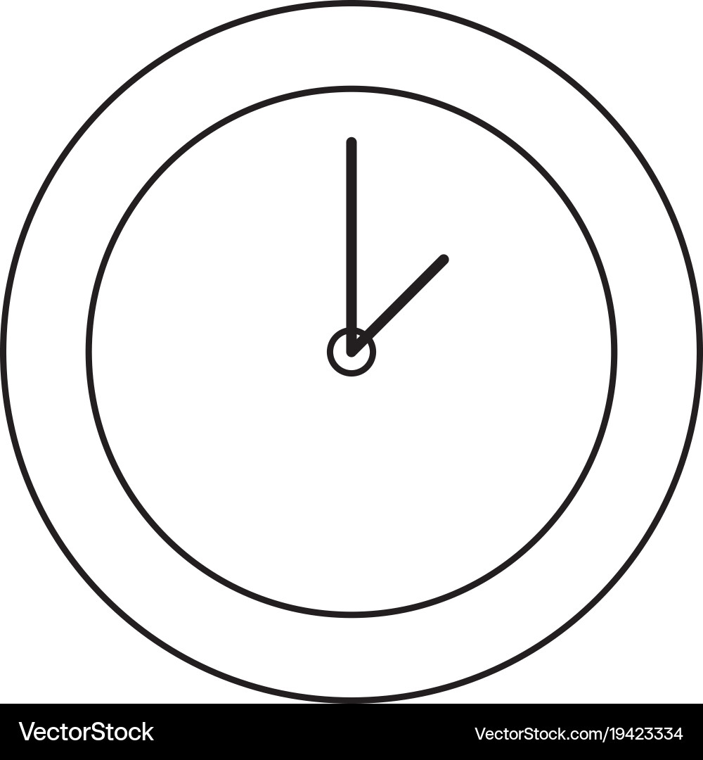 Line circle wall clock time object Vector Image