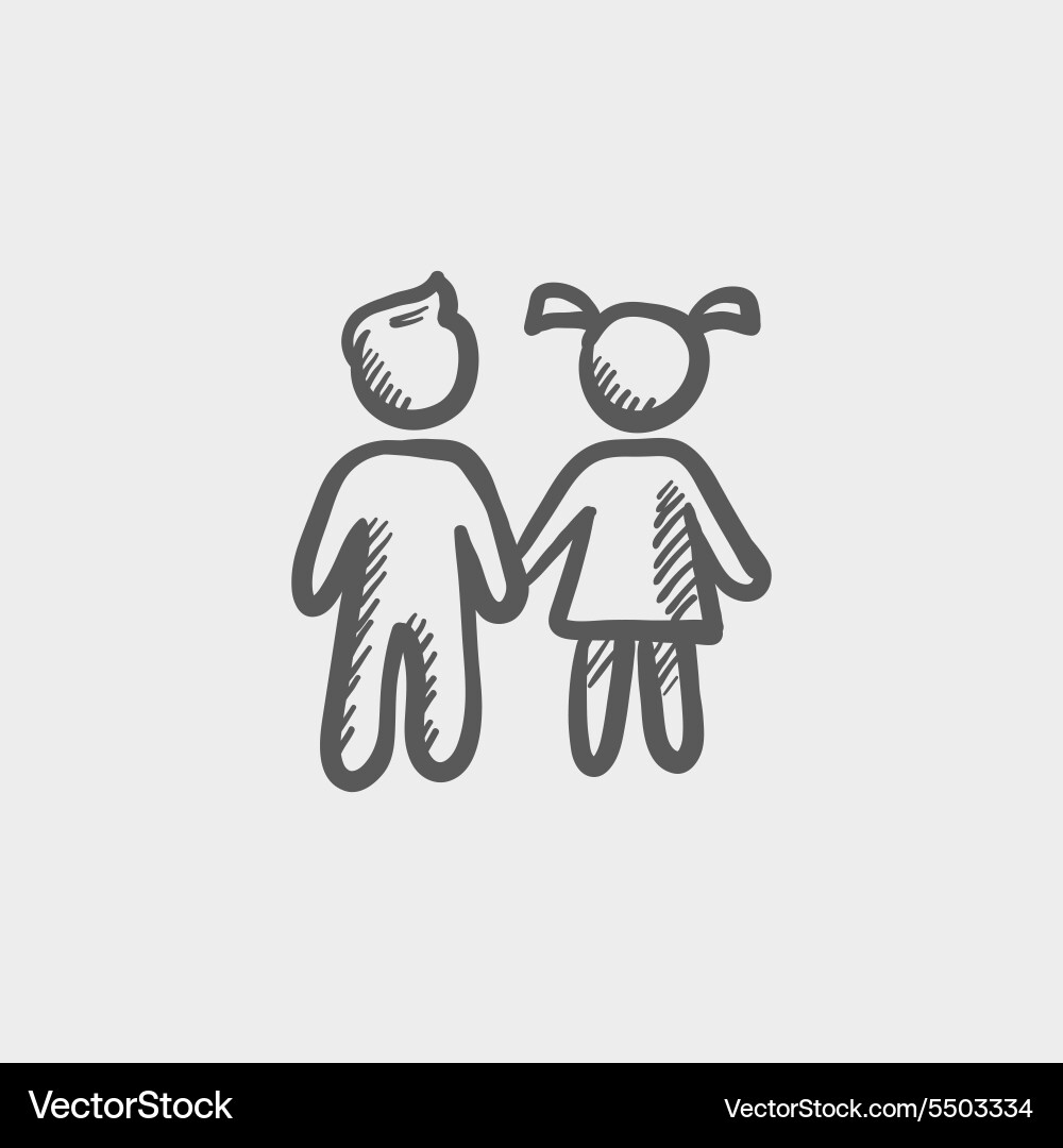 Little siblings sketch icon Royalty Free Vector Image