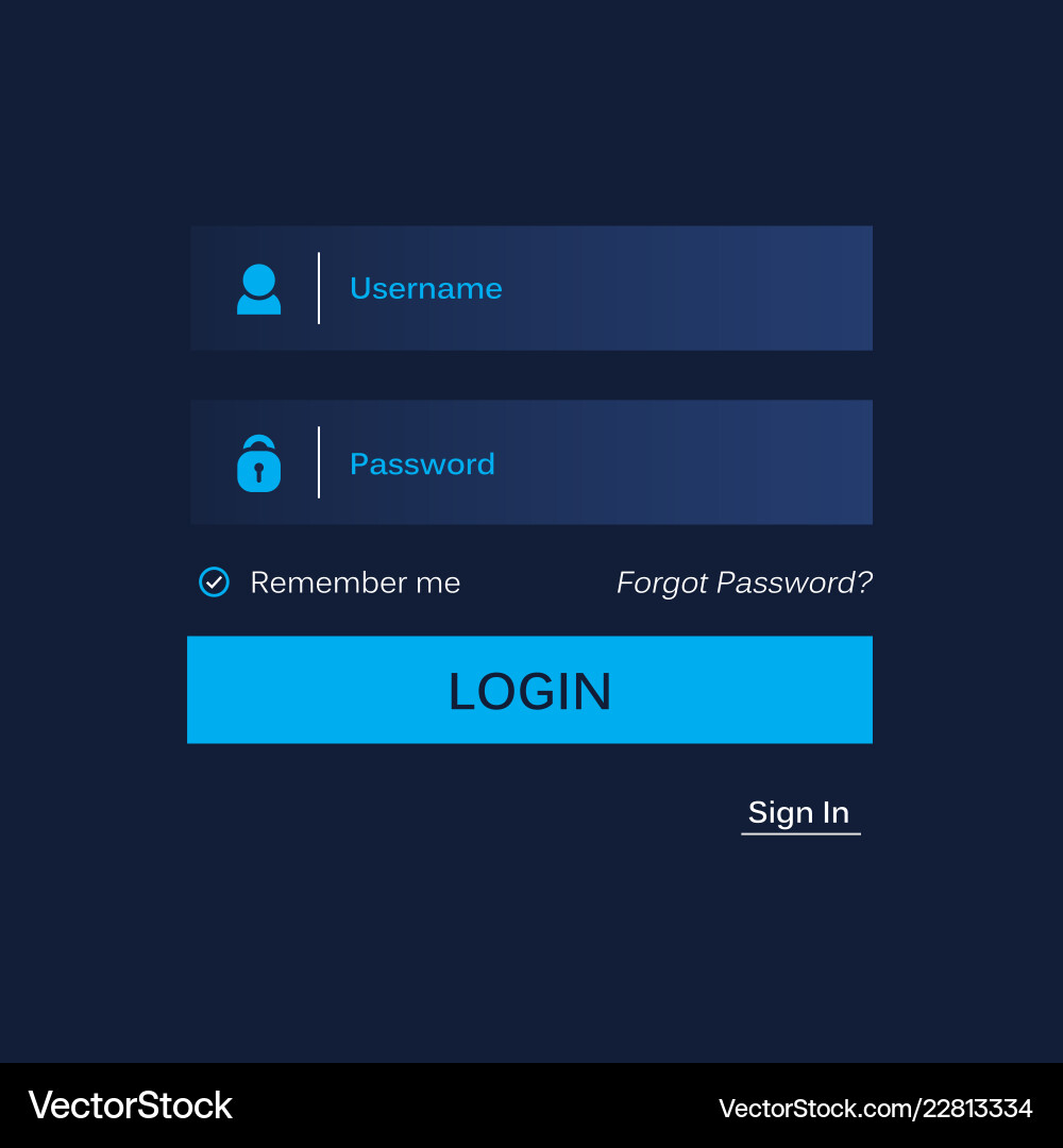 Login form ui design for website and mobile apps Login form ui design for website and mobile apps Vector Image