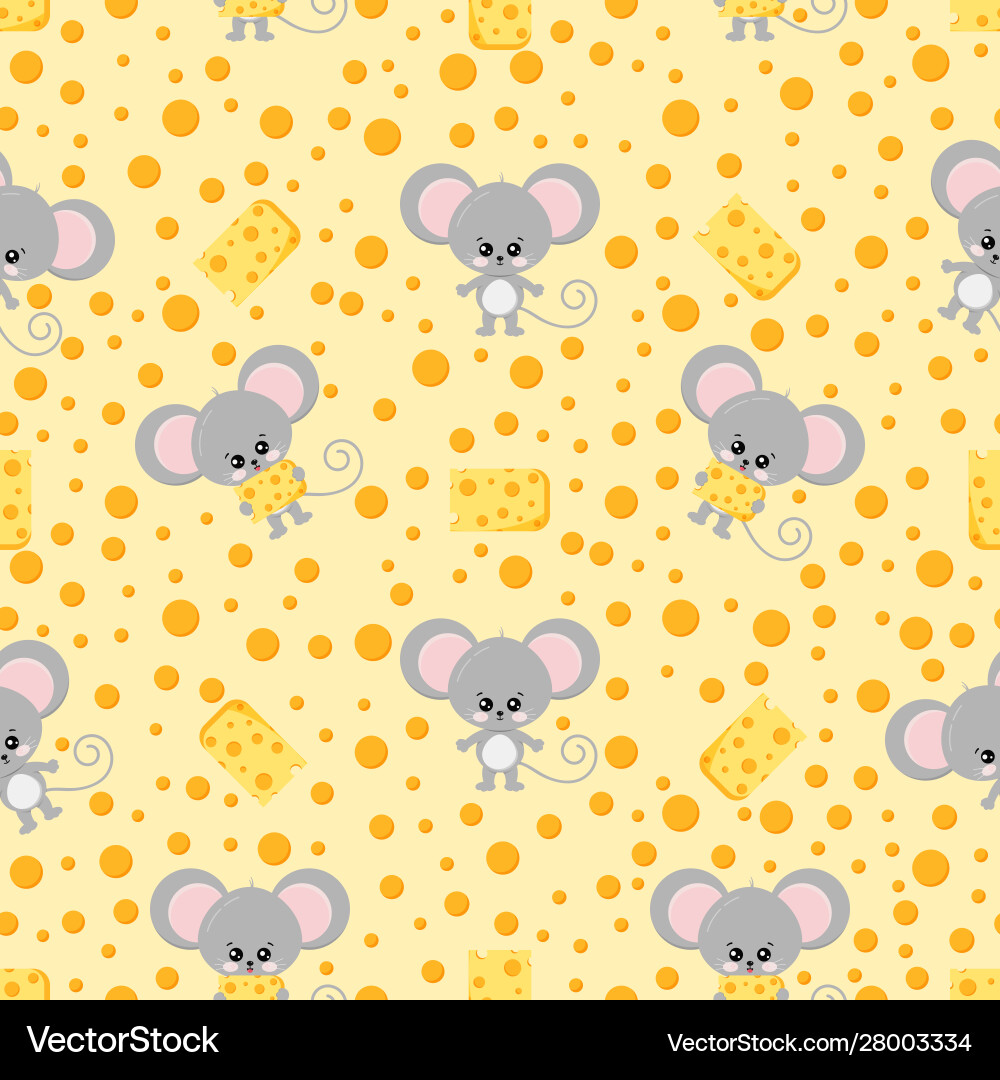 Mouse and cheese colorful seamless pattern Mouse and cheese colorful seamless pattern vector image