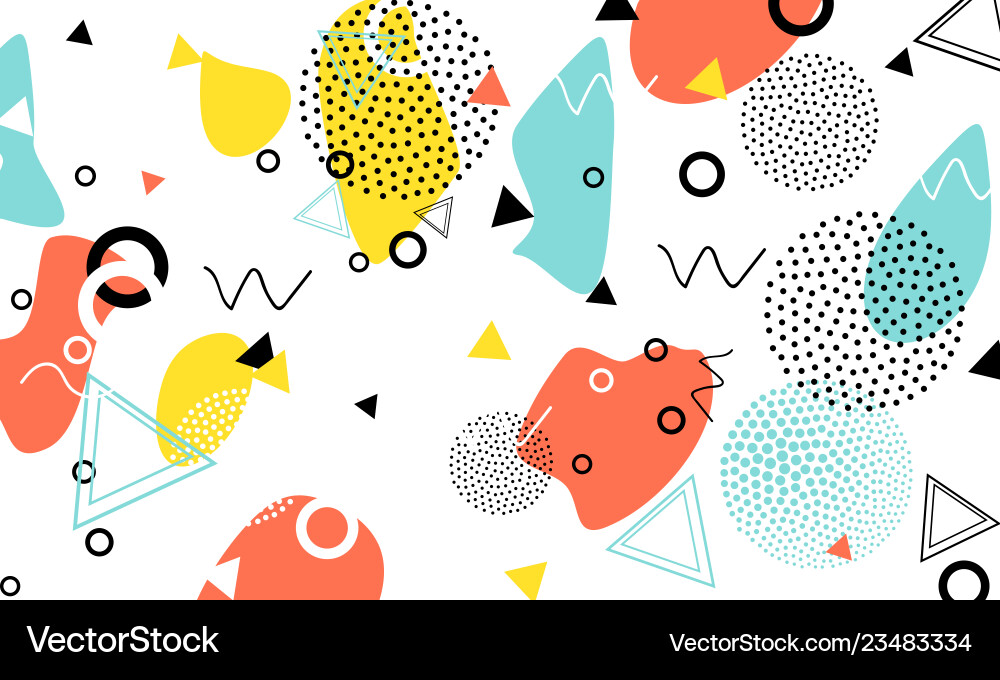 Pop art color background memphis pattern vector image
